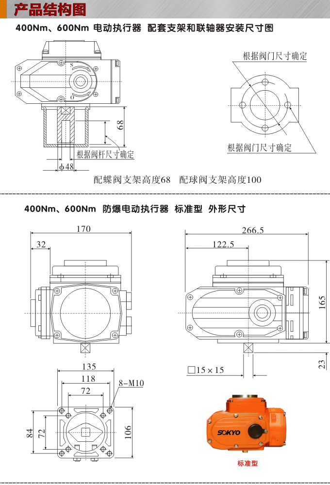 防爆電動頭,YTEx-RKB600防爆電動執行器結構圖,標準式