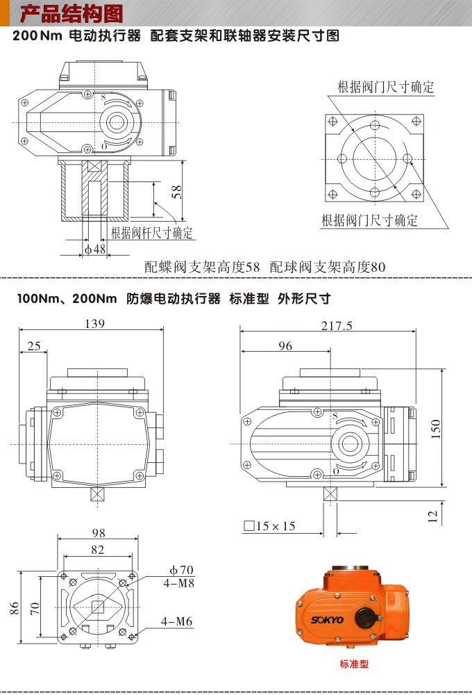 防爆電動頭,YTEx-RKB200防爆電動執行器結構圖,標準式