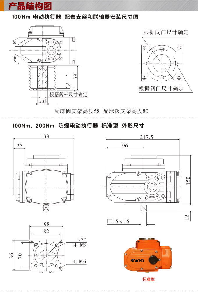 防爆電動頭,YTEx-RKB100防爆電動執行器結構圖,標準式