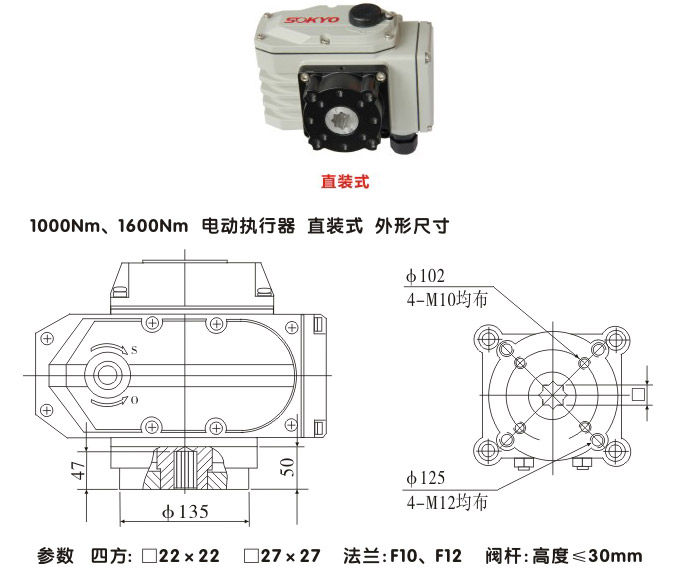 智能電動執行器,YTDZ-RS1000智能電動執行機構結構圖,直裝式
