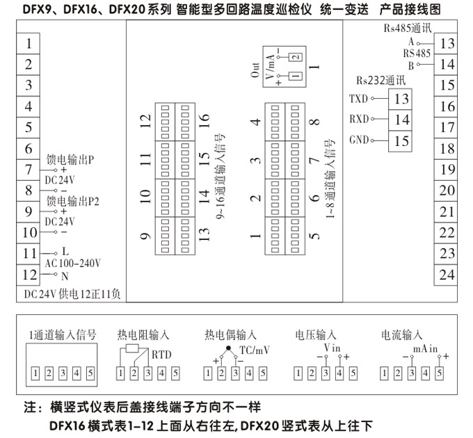 智能溫度巡檢儀,DFX16液晶溫度巡檢儀,多回路巡檢控制儀接線方式4 智能溫度巡檢儀,DFX16液晶溫度巡檢儀,多回路巡檢控制儀接線方式4